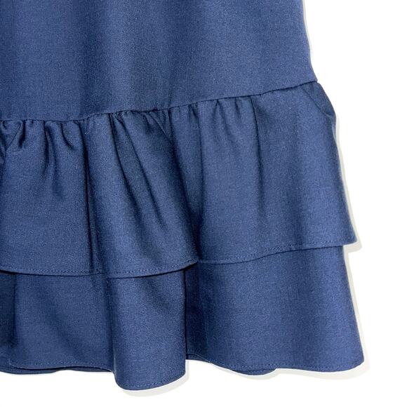 JCrew Navy Blue Wool Blend Preppy Tiered Ruffle Elastic Waist Skirt Size 8 - Picture 5 of 14